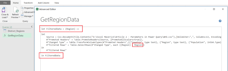 Passing Parameters To Queries In Power Query – Excel Maverick